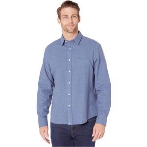 UNTUCKit Men’s Sherwood blue slim fit flannel cotton button down, Medium